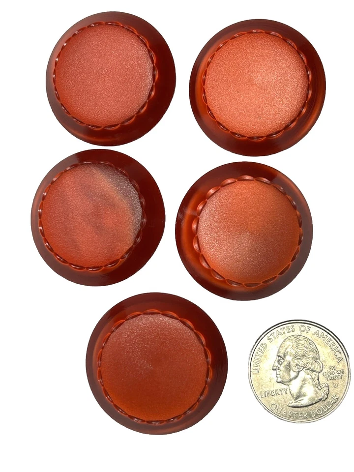 Buttons set of 5 Dark Red round  Plastic Shank w clips 1-1/4" Vintage - Image 2 of 4
