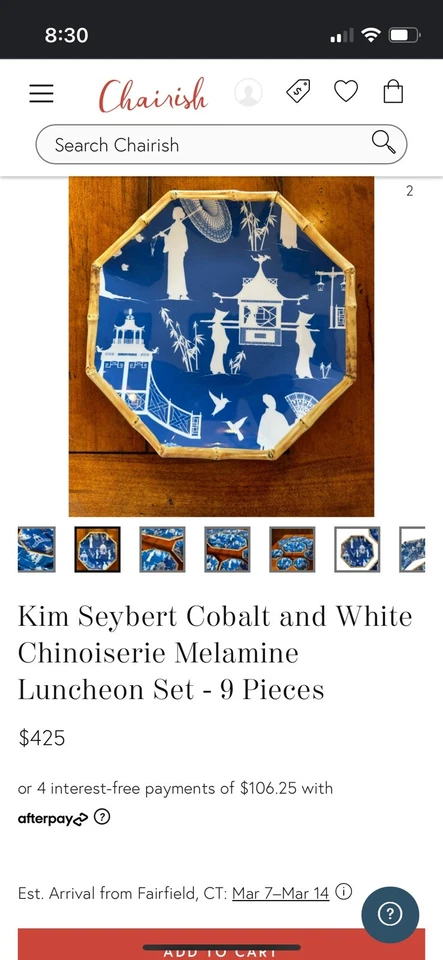 Kim Seybert Juego de Melamina Chinoiserie Blanco y Cobalto - Platos 13 Piezas + Bandeja Foto 3 de 4