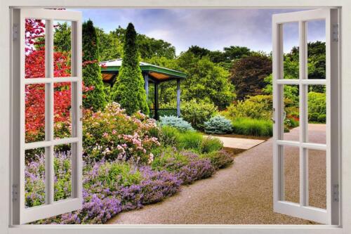 Beautiful Garden 3D Window View Decal WALL STICKER DIY Decor Art Mural - Afbeelding 1 van 1