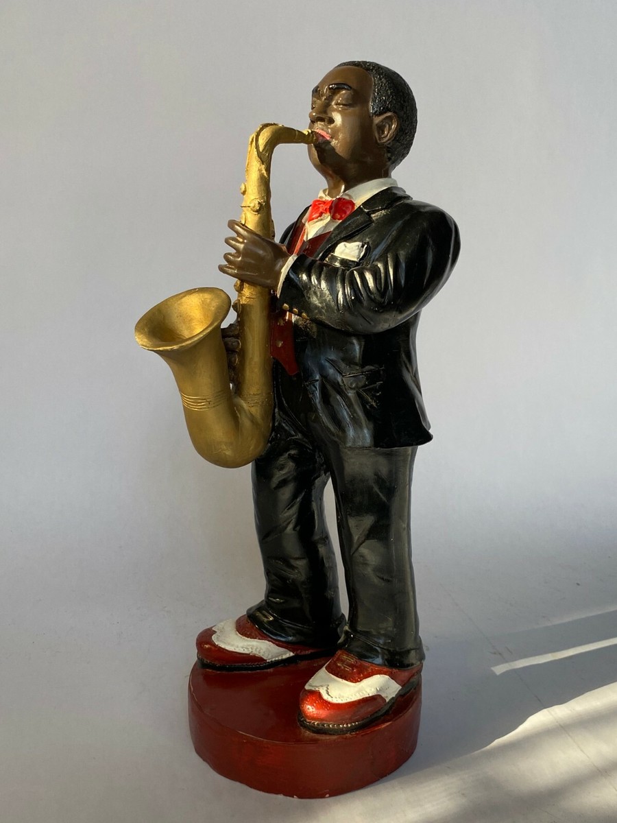 Black Americana Jazz Musician Saxophone Player Figurine Home