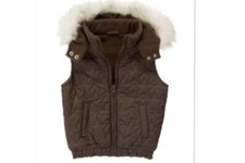 NEW GIRLS BROWN HOODED OUTDOOR VEST SIZE 4 FROM GYMBOREE