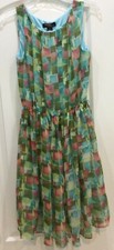 Signature by Robbie Bee Womens Dress Size 6 Blue Green Sheer Overlay Lined 137