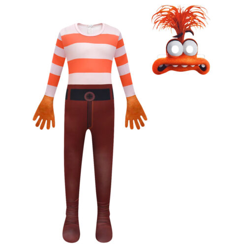 Movie Inside Out 2 Cosplay Costume Anxiety Jumpsuit Halloween Outfit Mask