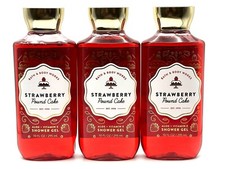NEW 3 BATH  BODY WORKS STRAWBERRY POUND CAKE BODY WASH SHOWER GEL 10 FL OZ