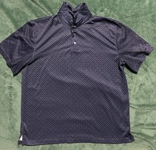 Ben Hogan Performance Geometric Navy Blue XL Men's Short Sleeve Polo Shirt