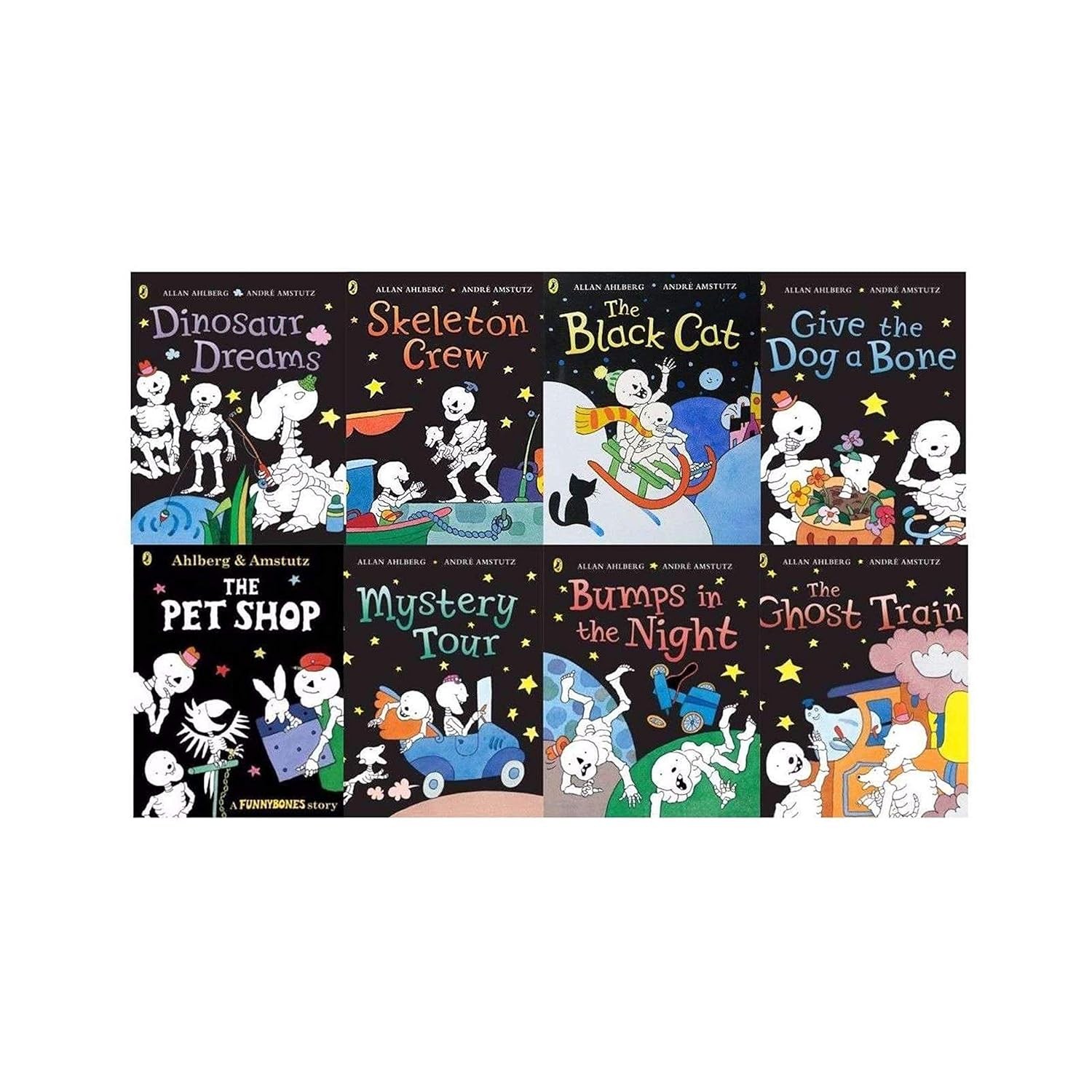 Puffin Black/Dark Funnybones 8 Books Collection Set By Allan Ahlberg - Paperback Picture Books - Ages 3-5 - Spooky Fun Skeleton Stories Bundle - Image 2