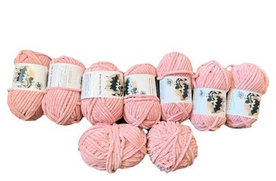 Lot of 8 + partial Loops & Threads Chenille Home Yarn - Blush Pink - New