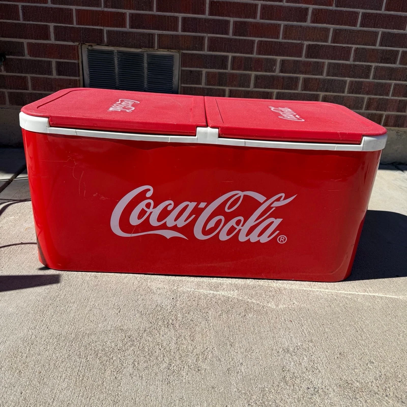 Vintage Coca-Cola Large Party Cooler Ice Chest w/ Bottle Opener Drain Red Coke