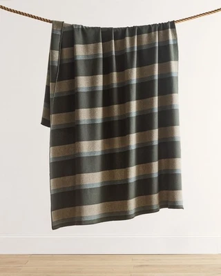 PENDLETON ECO-WISE WOOL PLAID/STRIPE BLANKET - Olive Stripe