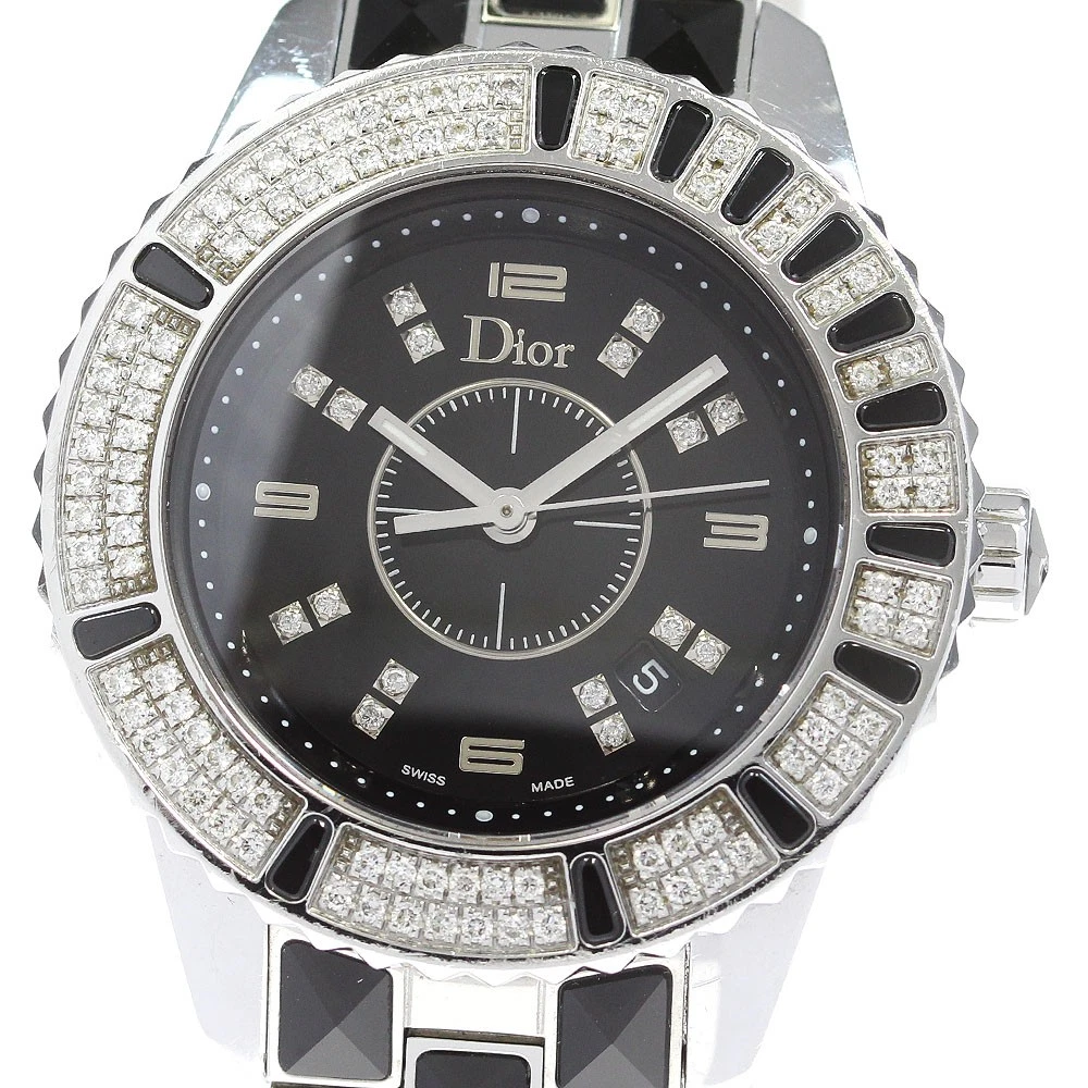 Montre femme Christian Dior CD11311B cristal lunette diamant quartz occasion