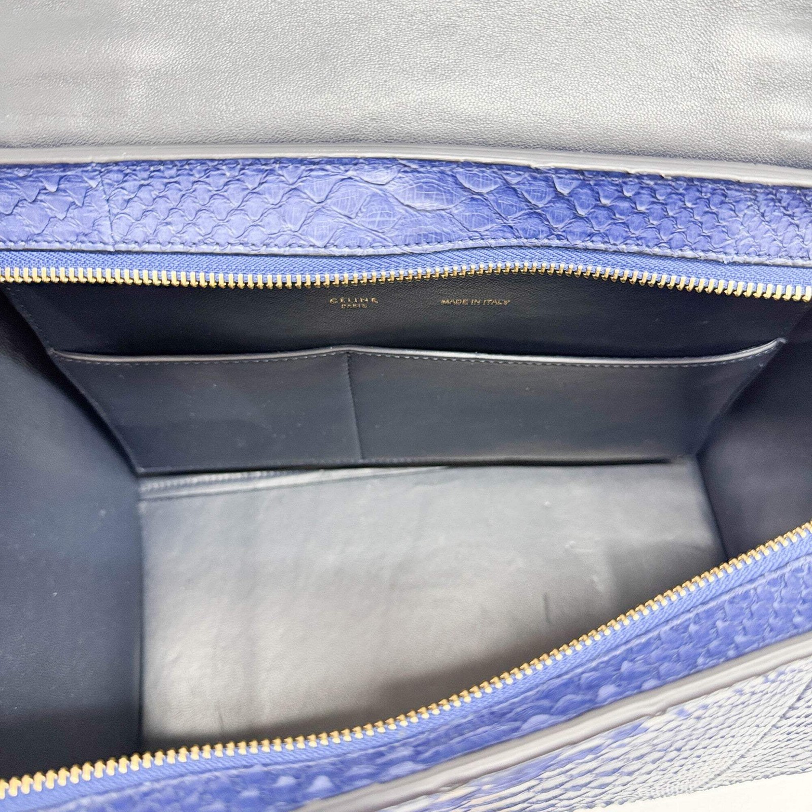 CELINE Trapeze Blue Python Embossed Leather Two W… - image 14