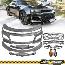 Fits 16-18 Chevy Camaro ZL1 Style Front Bumper Conversion Cover & DRL Fog Lights