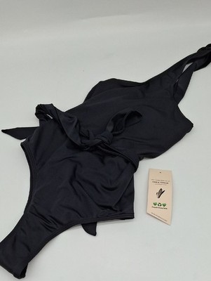 Free People Swimsuit Womens Small HAH 1 4 Ur Soul One-Shoulder Noir Black