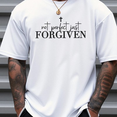 Christian Faith T-Shirt - 'No Perfect Just Forgiven' Cross Graphic T-shirt