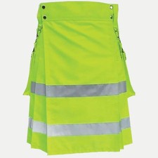 Men Black Firefighter Kilt High Visibility Reflective Safety Tape Cargo Kilts