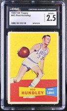 1957-58 Topps 43 Rod Hundley Minneapolis Lakers Rookie Card - Cgc 2.5 Good 1957-58 Topps 43 Rod Hundley Minneapolis Lakers Rookie Card - Cgc 2.5 Good
