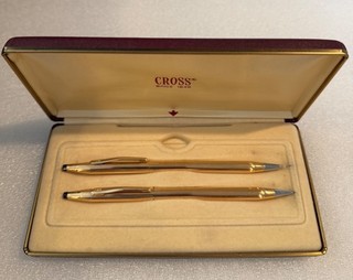 Vintage Cross Pen & Pencil Set 1/20 14K Gold Filled with Case Beautiful Set