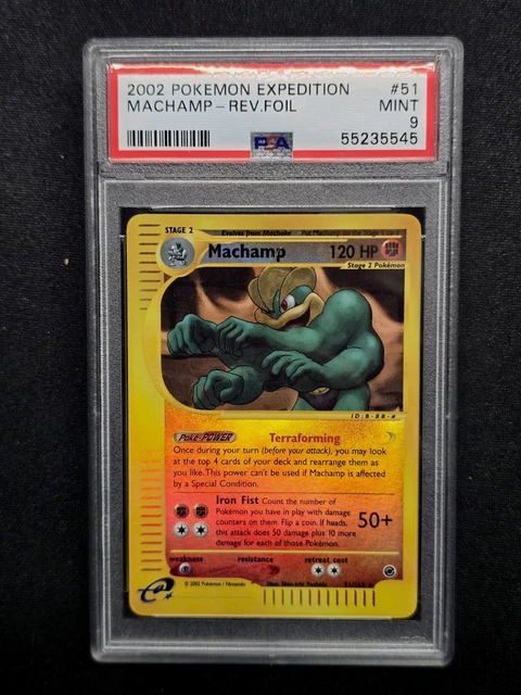 Pokemon TCG 2002 Machamp 051/165 Expedition Reverse Holo PSA 9