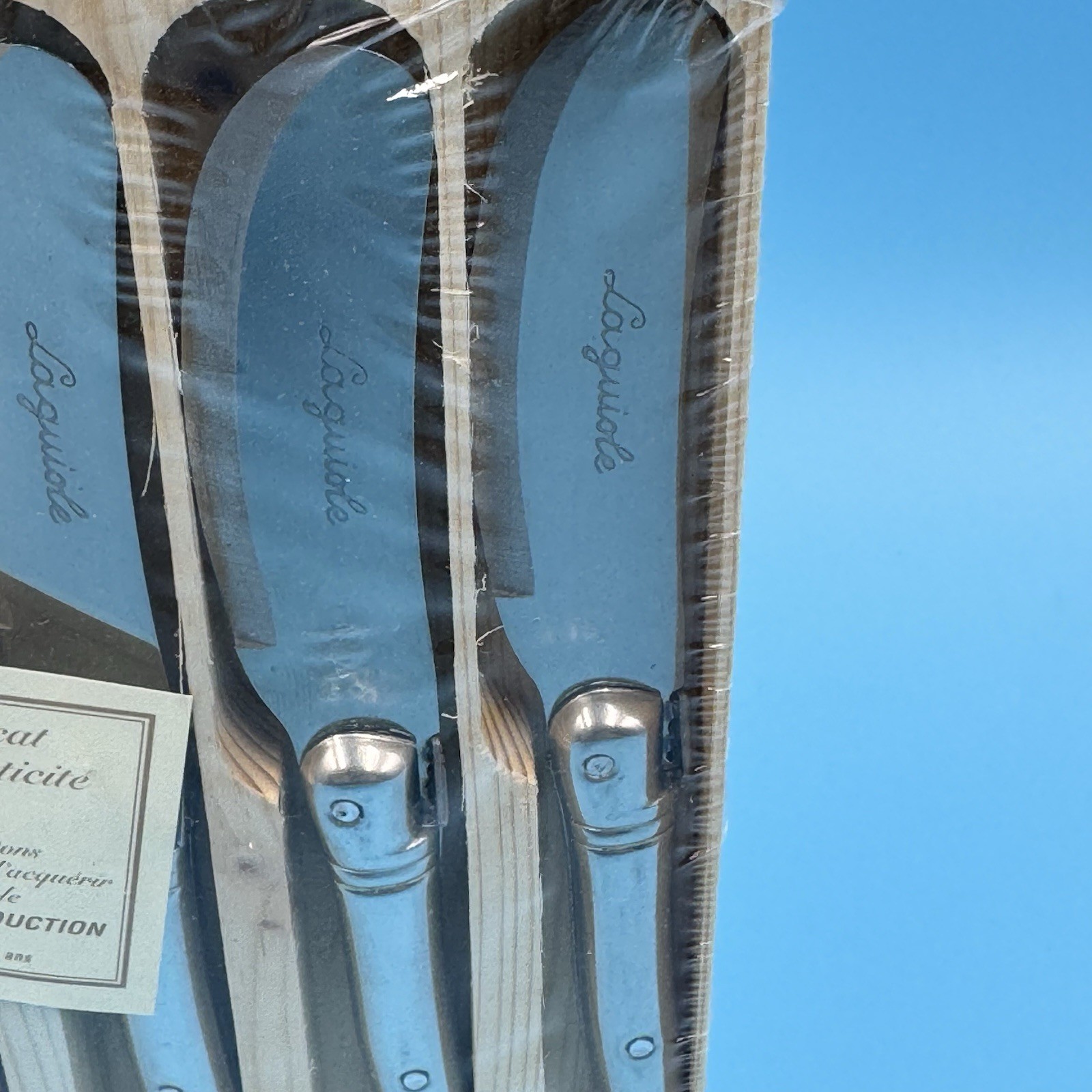 Set of 4 Red LAGUIOLE French Butter Cheese Pate Knives Spreaders in Wood Box New