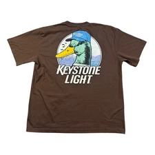 Keystone Light Duck Graphic Beer Promo Brown T-Shirt Men’s Large Funny Retro