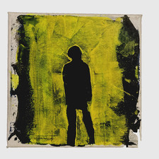 Quadro astratto acrilico tecnica mista firmato raffigurante figura in nero