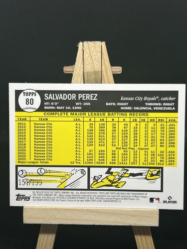 2024 Topps Archives - 1961 Topps Salvador Perez #80 Rainbow Foilboard /199 - Bild 2 von 3