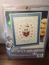 VTG Vogart Crafts Angel Bunny Cross-stitch Kit Baby Sampler 9759B Craft Needle