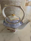 F Blue Teapot Roses With Gold Trim 5"  No Chips — photo 3