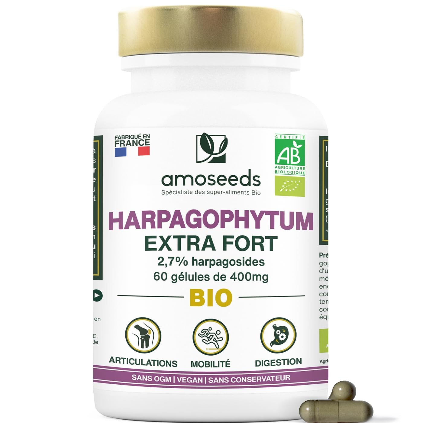 Harpagophytum bio extra fort 3000mg pour le confort des articulations en cure de 90 gélules