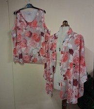 Julipa Ladies Twin Set Size 24 Pink White Rose Design Waterfall Front Wedding