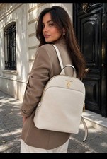 MICHAEL KORS ADELE OPTIC WHITE LG BACKPACK LEATHER