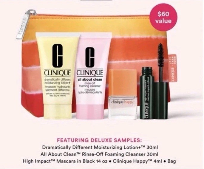 Clinique 10 PCS Travel Size Skincare Makeup Perfume Sample Gift Set With Bag New