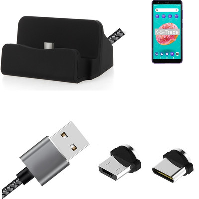 Ladestation für ZTE Blade A3Y + USB-Typ C u. Micro-USB-Adapter