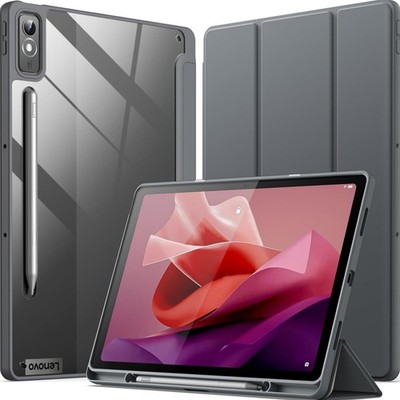 Hülle für Lenovo Tab P12 12,7 Zoll mit Stylus Halter klare PC Rückseite Tri-F...