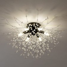 Black Firework Flush Mount Ceiling Light Fixture, Modern Crystal Sputnik Fire...