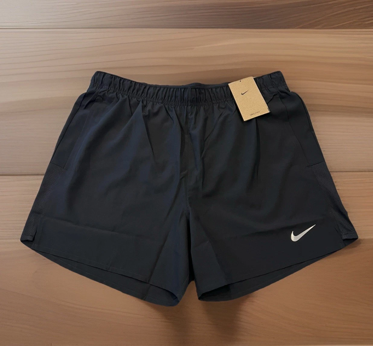 NWT Nike Challenger Men Brief Lined Running Training 5" Shorts Dri-Fit Black L