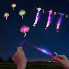 25 Sets LED Flying Set, 25 Slingshot 25 Glow Helicopter-50 Pcs, Toy...