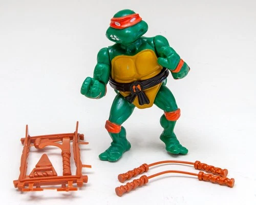 1988 Michelangelo Complete Hard Head  Belt Mostly Unpunched Weapons Rack TMNT