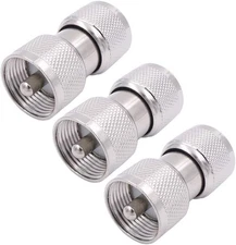 Fancasee PL259 Barrel Connector, Male to Coupler, 3-Pack Silver 