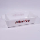 Vintage FIRE KING Primrose 409 Pink Red Floral Milk Glass Casserole LOAF PAN