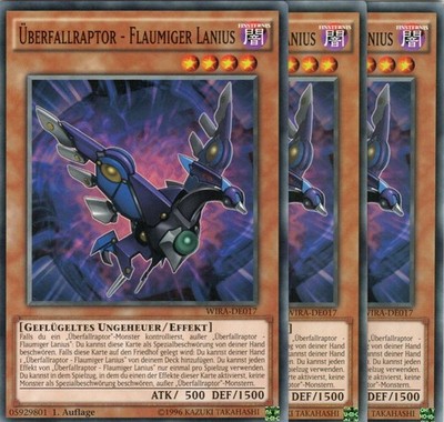 yugioh 3x Überfallraptor - Flaumiger Lanius WIRA-DE017 COMMON Deutsch