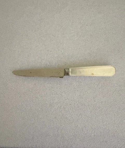 Vintage 5" Stainless Steel Serrated Blade Faux Pearl Handle Women's Travel Knife