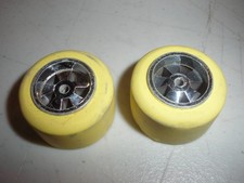 Pair of vintage Candies Silicone yellow slot car tires
