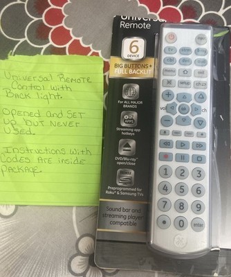 GE UltraPro Universal Remote Device Full Backlit works with all major Brands
