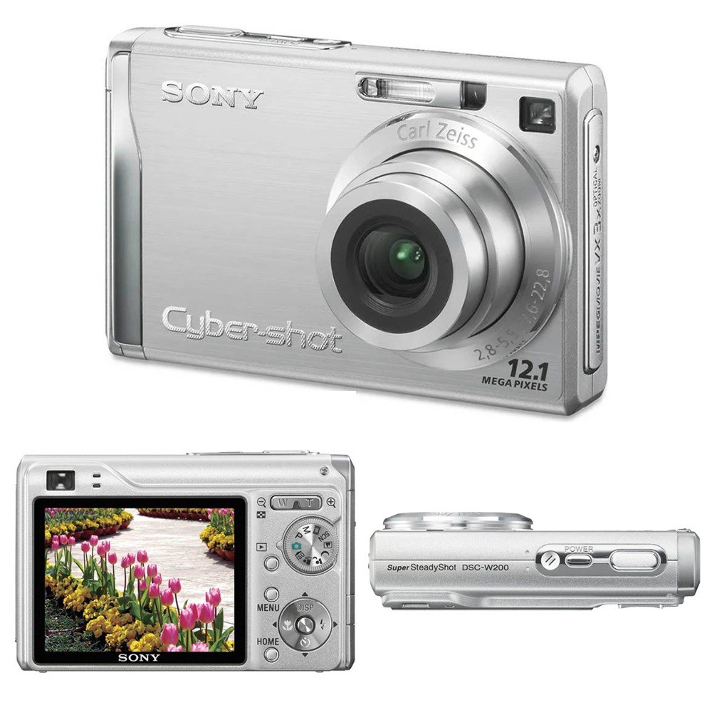 Sony Cyber-shot DSC W200 Digital Camera 12.1MP 3x Optical Zoom CCD Sensor Silver