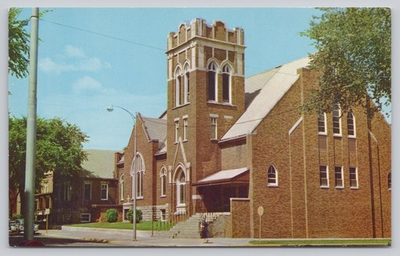 #ad Vintage Grace Lutheran Church Eau Claire Wisconsin Photochrome Postcard $4.75