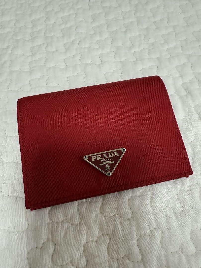 Special Big  PRADA Red Saffiano Nylon Bifold Wallet