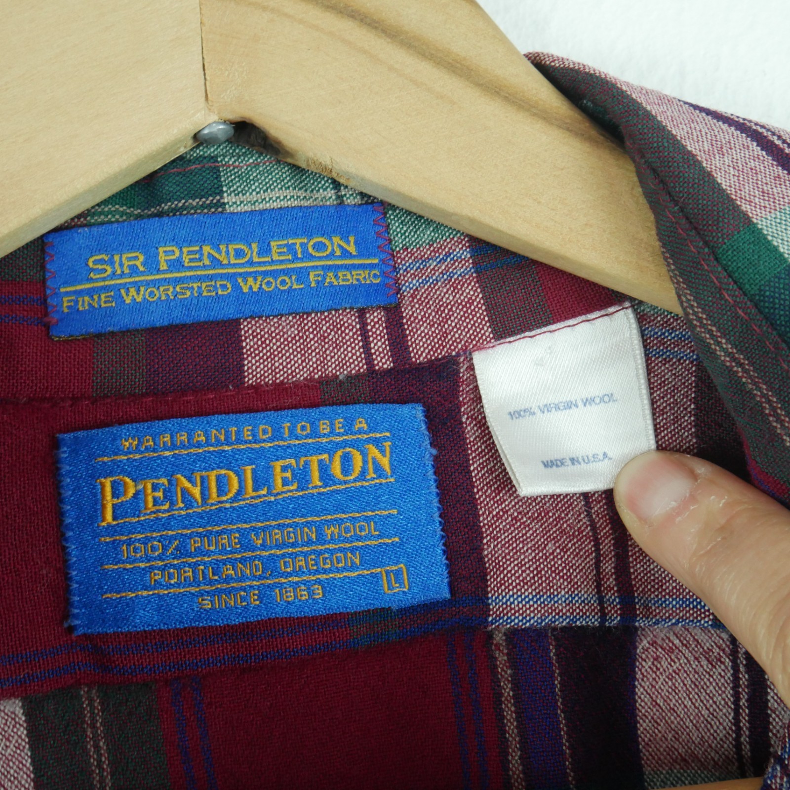 Pendleton Large Button Down Shirt USA Wool Plaid … - image 2