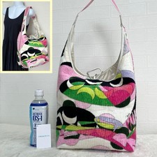 Emilio Pucci Logo Tape Pile Fabric 2Way Shoulder Bag Large A4 Multicolor