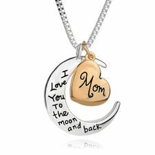 I Love You to the Moon and Back Mom Necklace Silver Gold